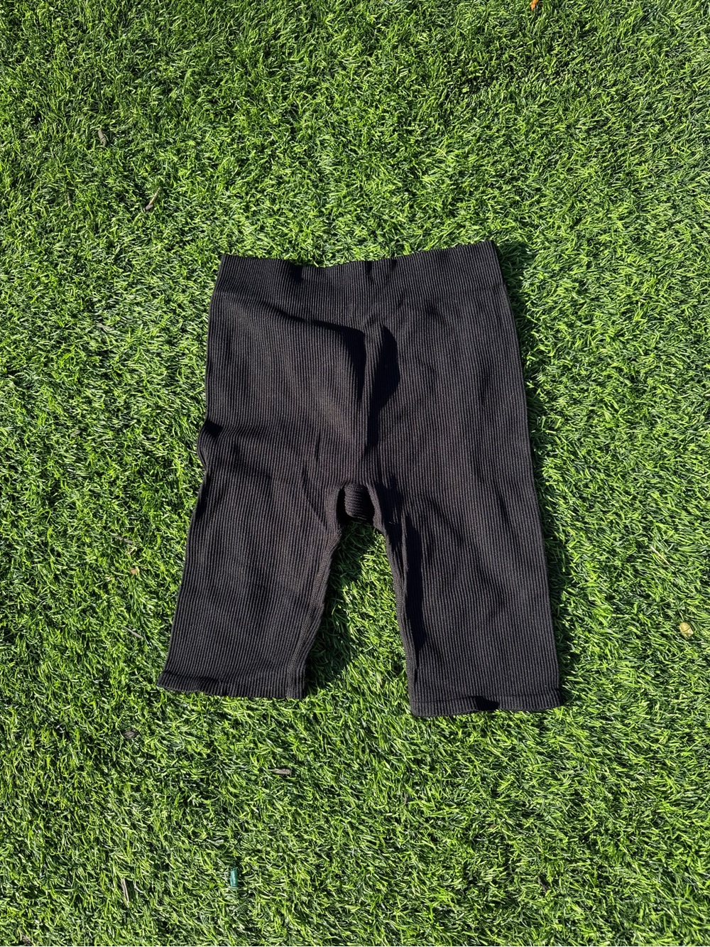 Love Tree Black Ribbed High-Rise Bike Shorts